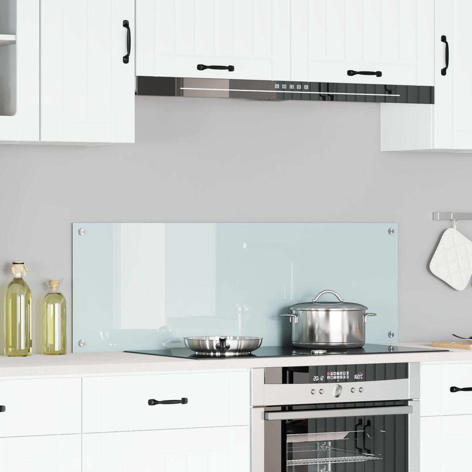 Køkkenbacksplash i hærdet glas - hvid 120 × 40 cm billede