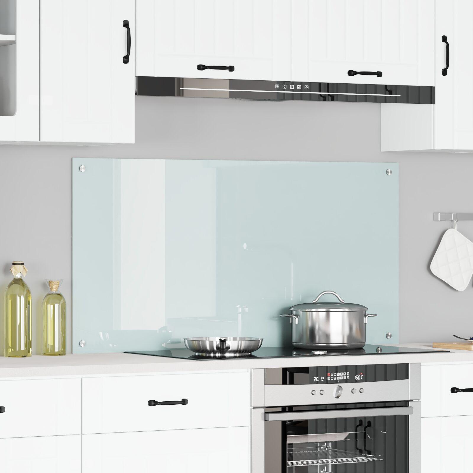 Køkkenbacksplash i hærdet glas - hvid 120 × 60 cm billede
