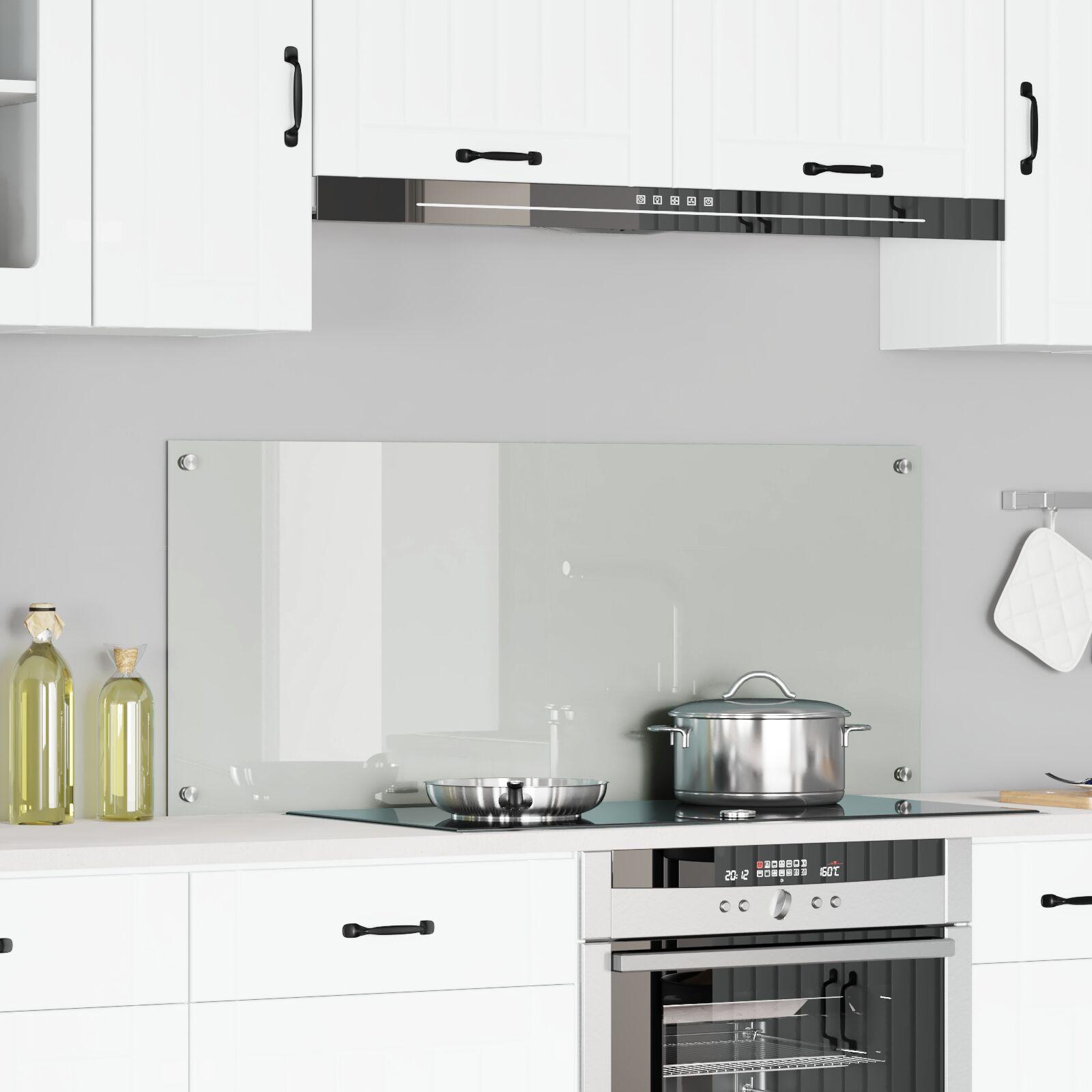 Køkkenbacksplash i hærdet glas - transparent 120 × 50 cm billede