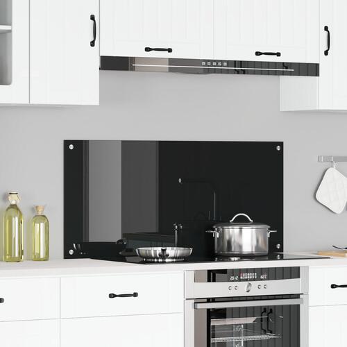 Køkken Backsplash Sort 110x50x0,6 cm Tempereret Glas