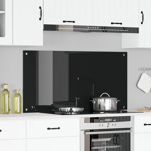 Køkken Backsplash Sort 120x60x0,6 cm Tempereret Glas