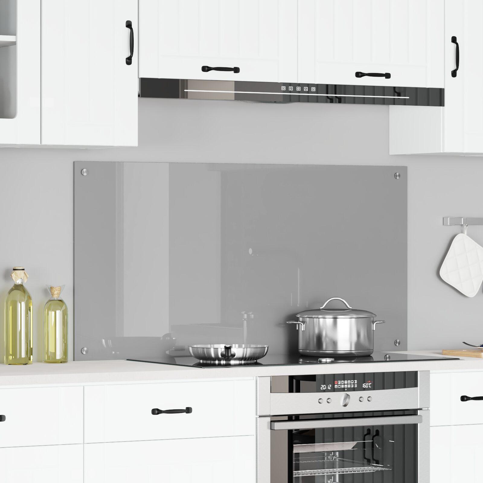 Køkkenbacksplash i hærdet glas - lysegrå 120 × 60 cm billede