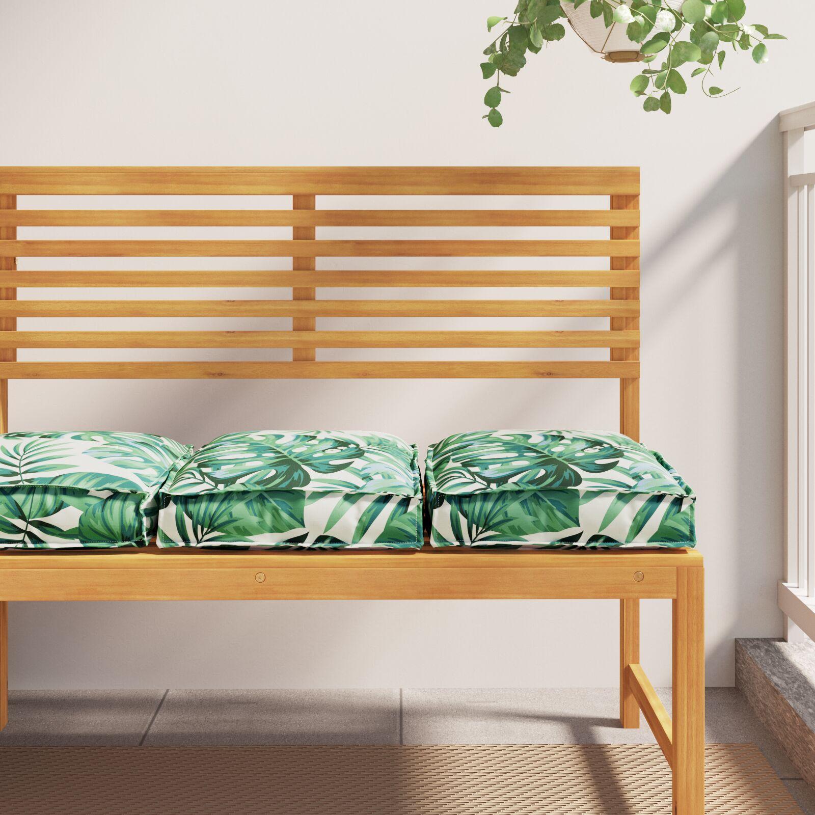 Pallepuder til sæde 2 stk Bladmotiv 40x40x8 cm Oxford-stof