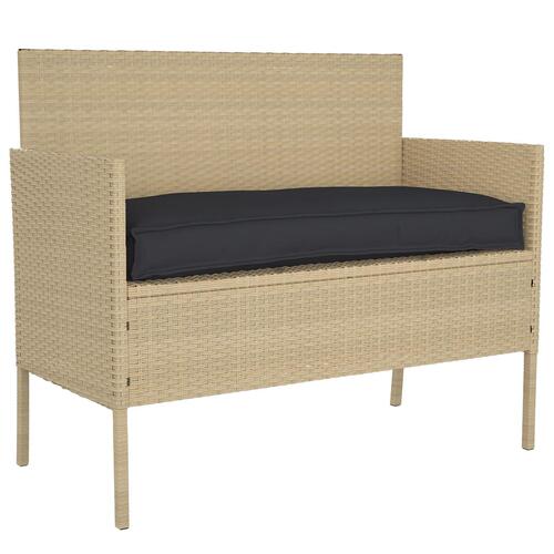 Udendørs pude Sort Polyester 100 x 40 x 8 cm Aftagelige betræk