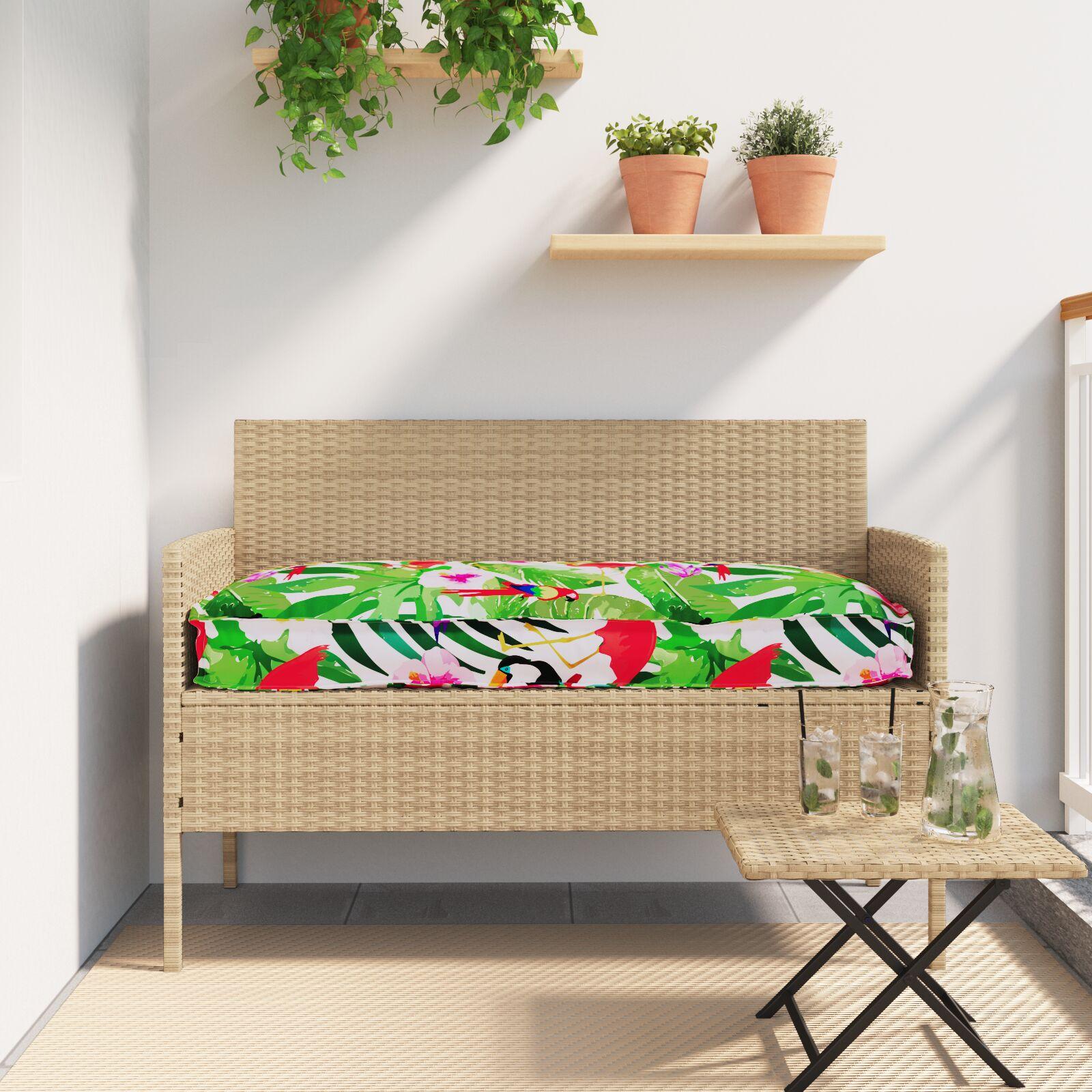Blomstret stolehynde i Oxford stof 110 x 40 x 8 cm flerfarvet