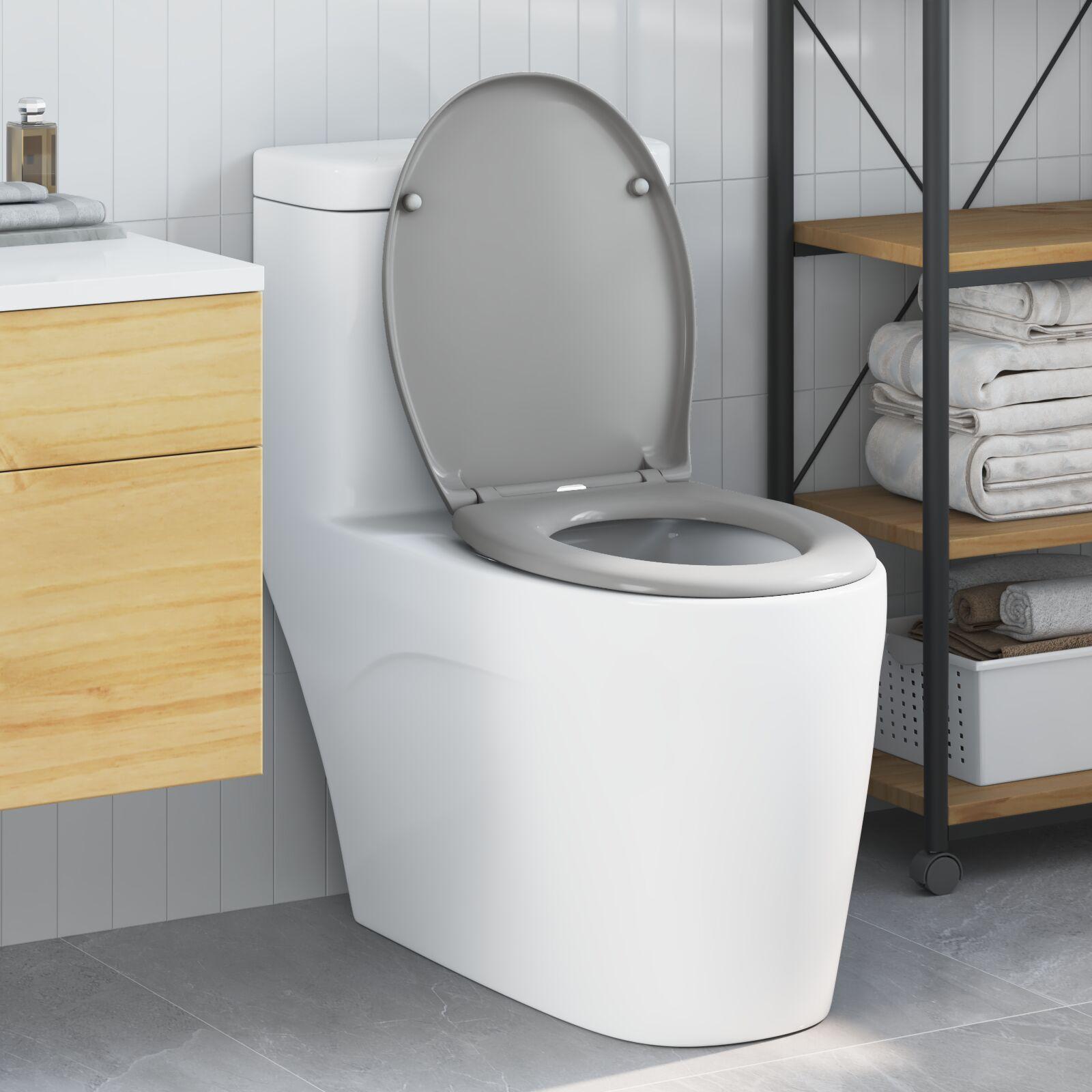 Quick Release Toilet Seat med Soft Close Duroplast Grå