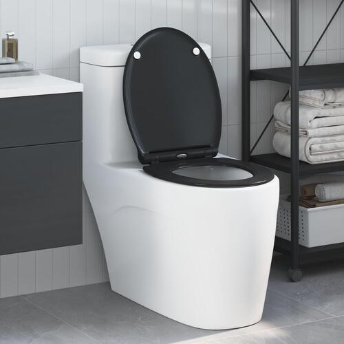 Hurtigbetjent Toiletlåg med Blød Luk Duroplast Sort