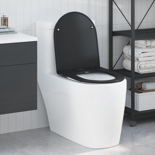 Hurtigfrigørende Toiletbræt med Blød Lukning - Duroplast, Sort