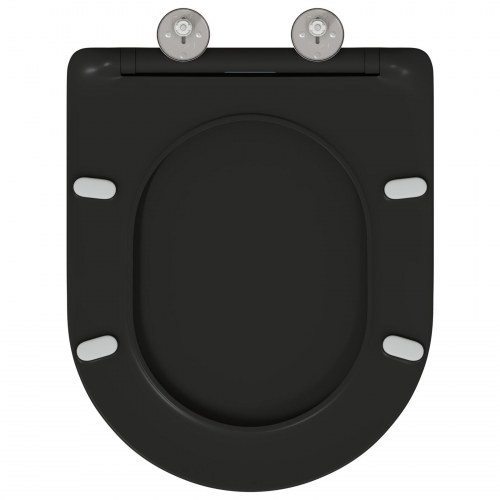 Hurtigfrigørende Toiletbræt med Blød Lukning - Duroplast, Sort