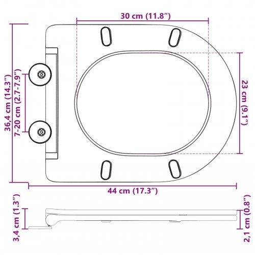 Hurtigfrigørende Toiletbræt med Blød Lukning - Duroplast, Sort