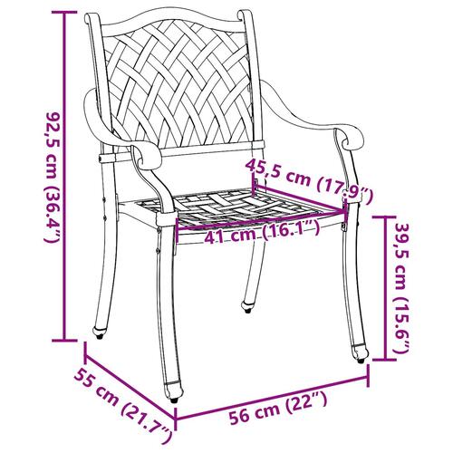 Havestole 2 stk Sort Støbt Aluminium