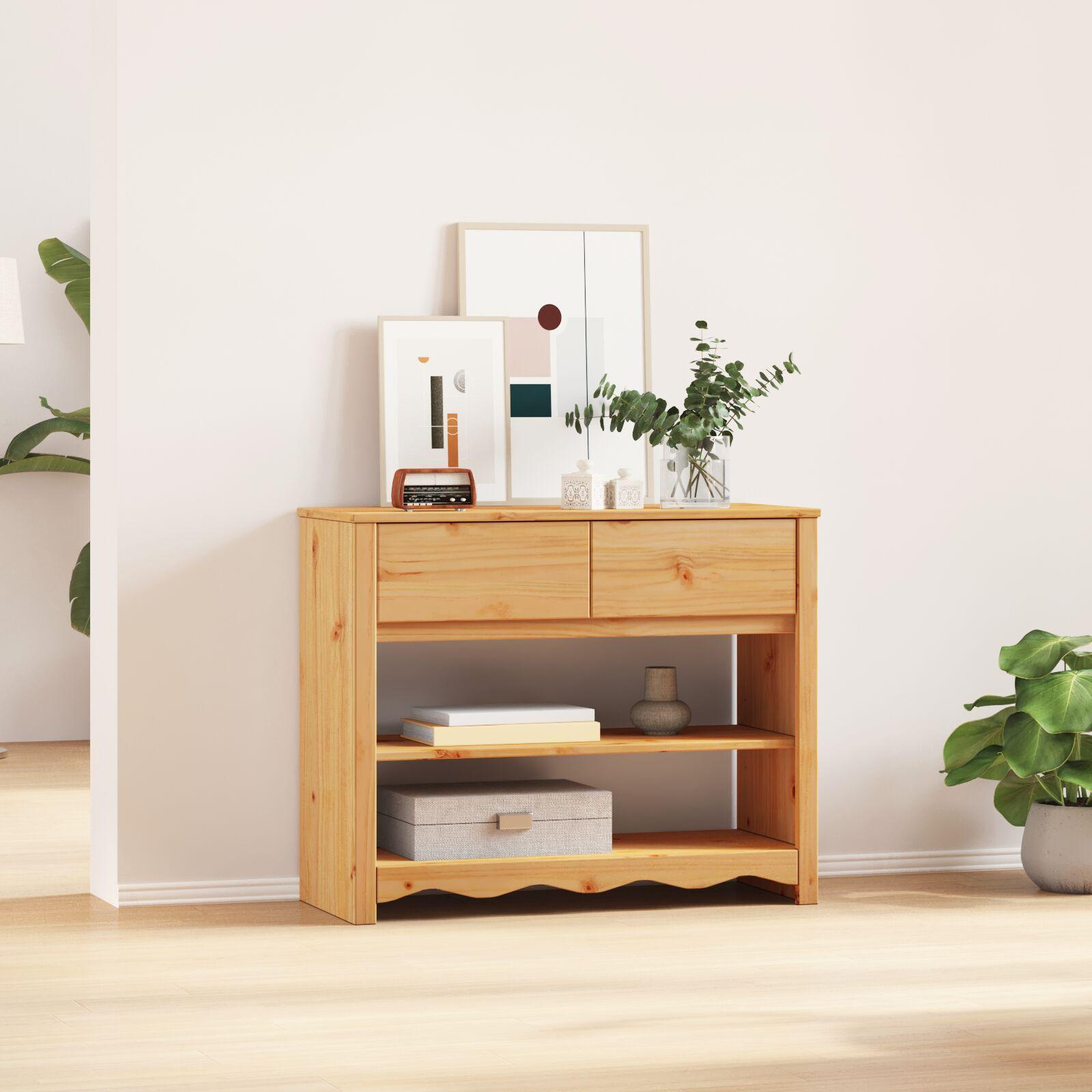Konsolbord med skuffe Drammen Egetræsfarvet 89.5 x 37 x 73 cm billede