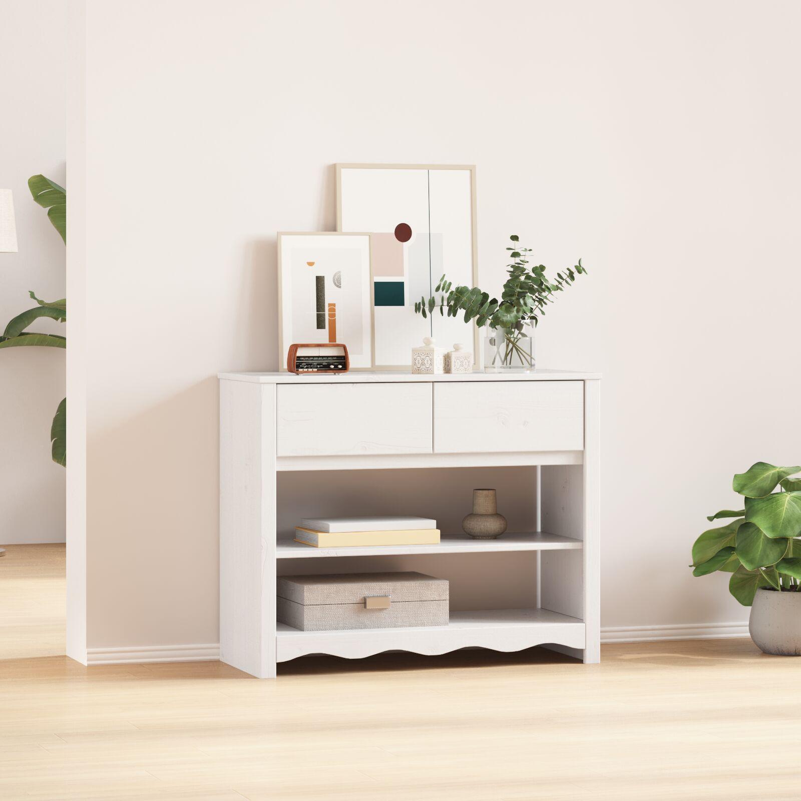 Konsolbord Drammen Hvid 89.5 x 37 x 73 cm Massivt fyrretræ billede