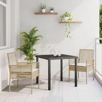 Havestole 2 stk med puder Beige Poly Rattan