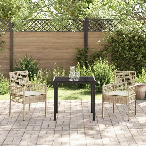 Havestole 2 stk med puder Beige Poly Rattan
