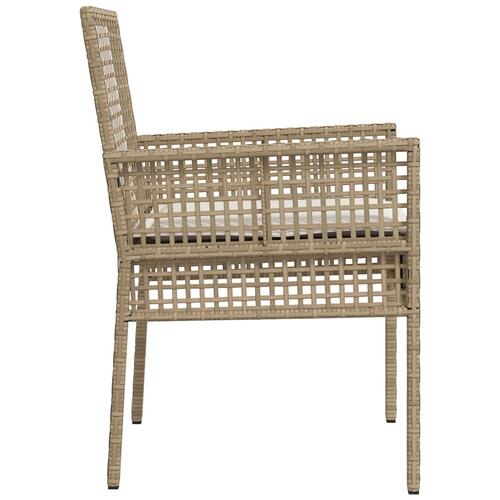 Havestole 2 stk med puder Beige Poly Rattan