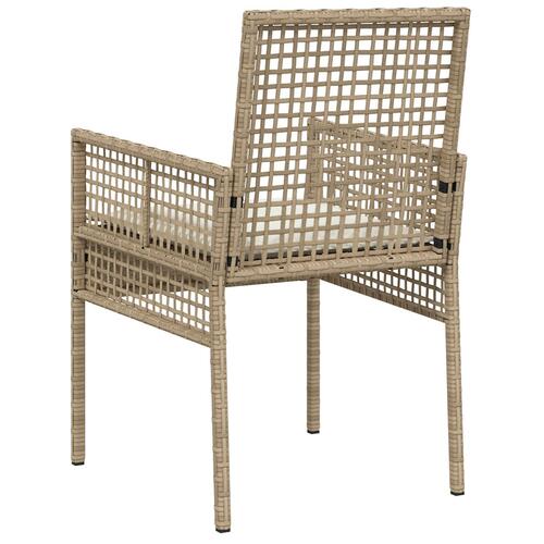 Havestole 2 stk med puder Beige Poly Rattan