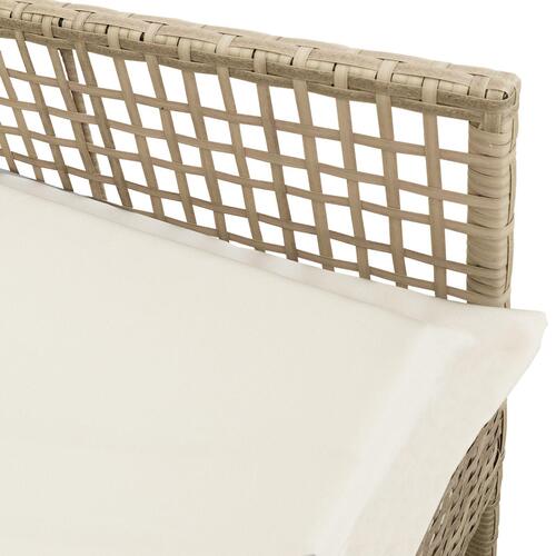Havestole 2 stk med puder Beige Poly Rattan