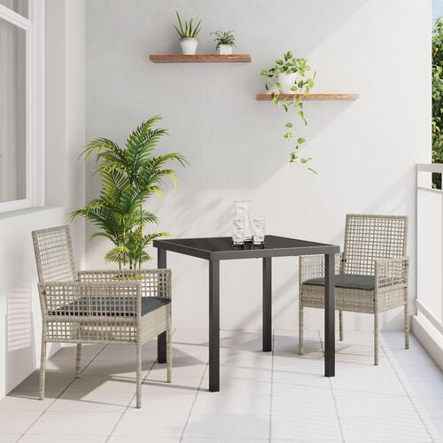 Havestole 2 stk med puder Lys grå Poly Rattan