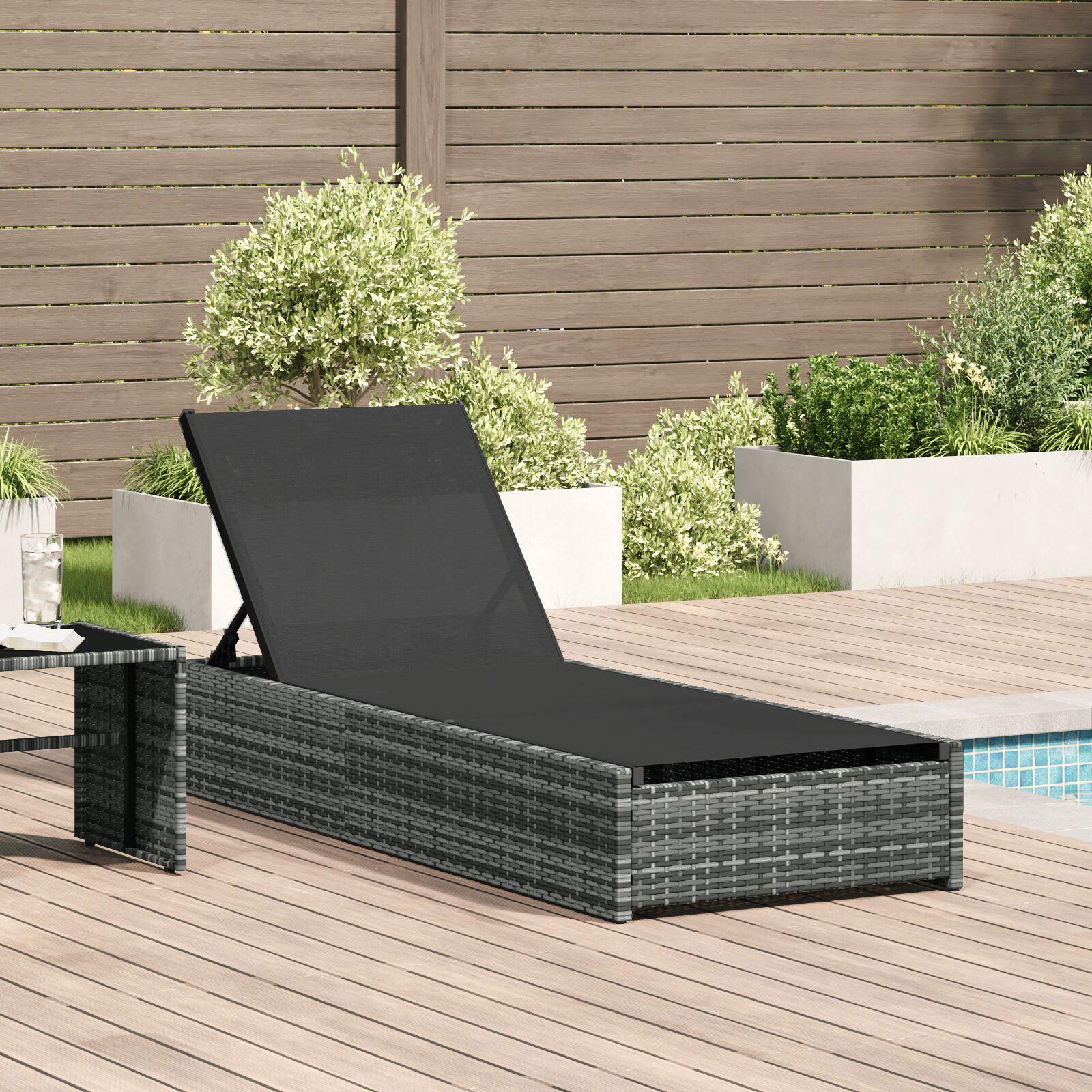 Solseng Grå 60x200x27 cm Poly Rattan