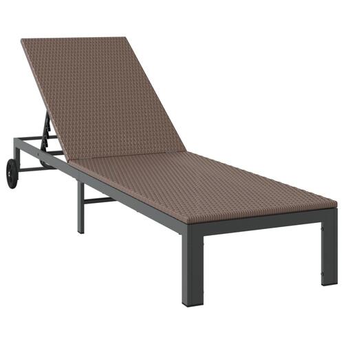 Liggestol med hjul Brun Poly Rattan