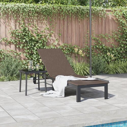 Liggestol med hjul Brun Poly Rattan