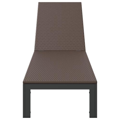 Liggestol med hjul Brun Poly Rattan