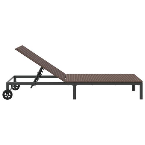 Liggestol med hjul Brun Poly Rattan