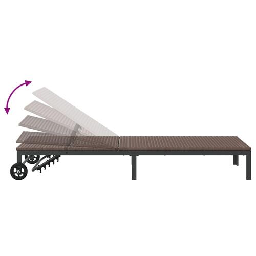 Liggestol med hjul Brun Poly Rattan