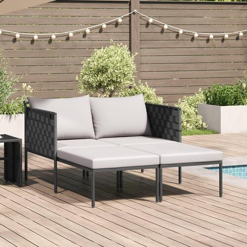 Solseng med puder til 2 personer Anthracit 115x153x69,5 cm Stål