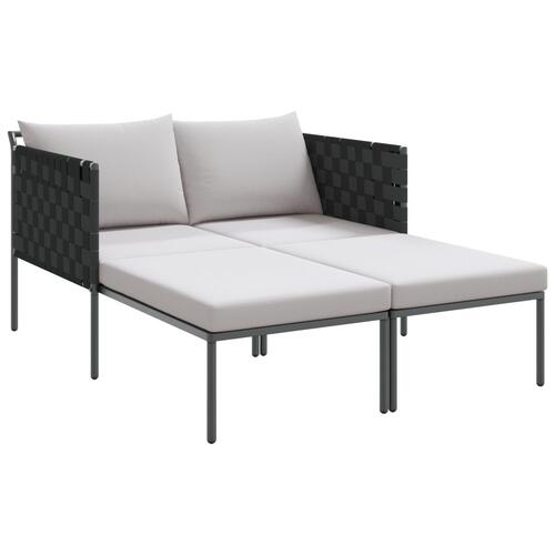 Solseng med puder til 2 personer Anthracit 115x153x69,5 cm Stål