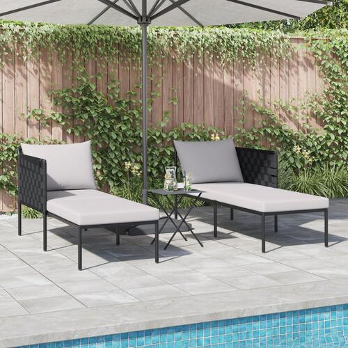 Solseng med puder til 2 personer Anthracit 115x153x69,5 cm Stål