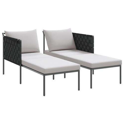 Solseng med puder til 2 personer Anthracit 115x153x69,5 cm Stål