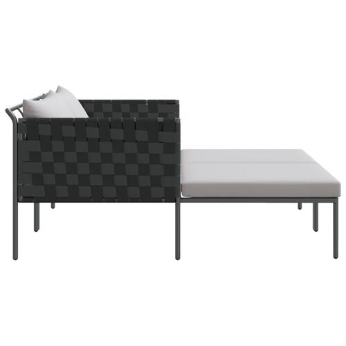 Solseng med puder til 2 personer Anthracit 115x153x69,5 cm Stål