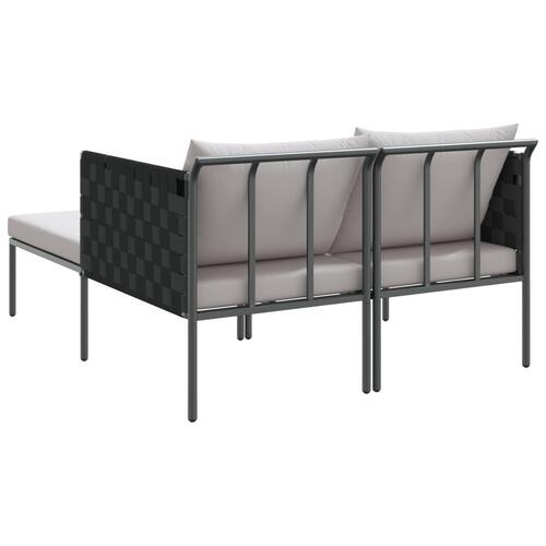 Solseng med puder til 2 personer Anthracit 115x153x69,5 cm Stål