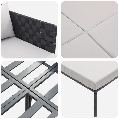 Solseng med puder til 2 personer Anthracit 115x153x69,5 cm Stål