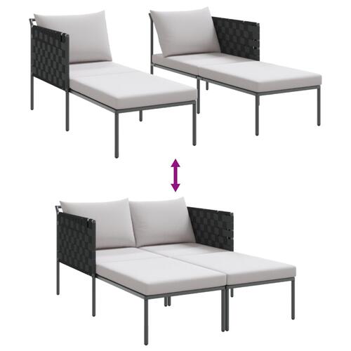Solseng med puder til 2 personer Anthracit 115x153x69,5 cm Stål