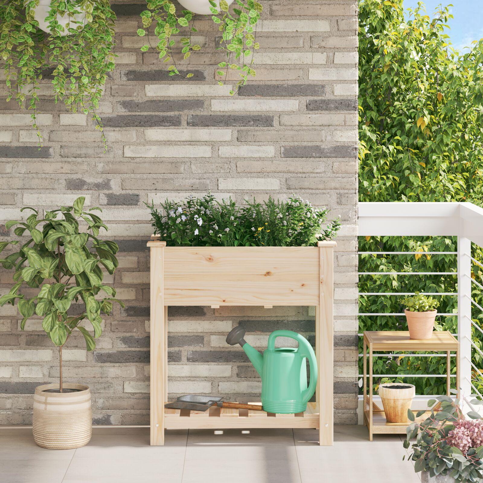 Have Blomsterkrukke Beige 71 x 37 x 76.5 cm Massivt fyrretræ billede
