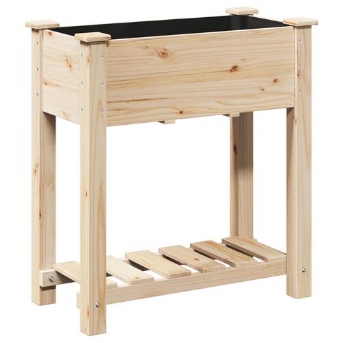 Haveplantekasse med hylde 71x37x76 cm i massivt fyrretræ