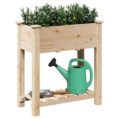 Haveplantekasse med hylde 71x37x76 cm i massivt fyrretræ