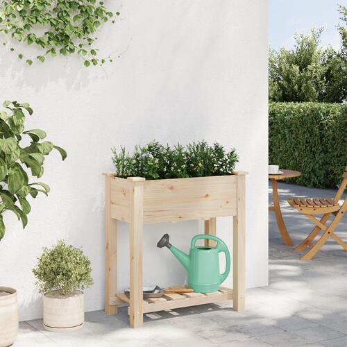 Haveplantekasse med hylde 71x37x76 cm i massivt fyrretræ