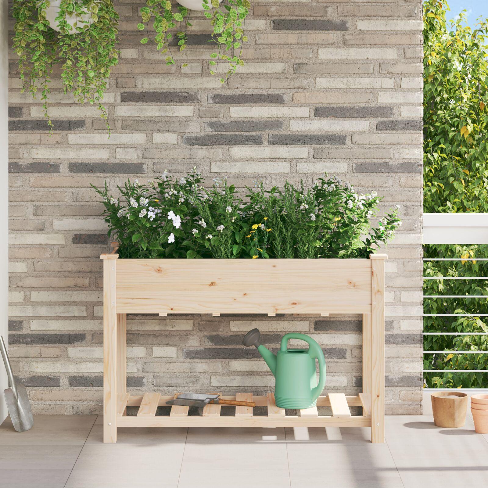 Havekrukke med hylde 115x59x76 cm Solid fyrretræ