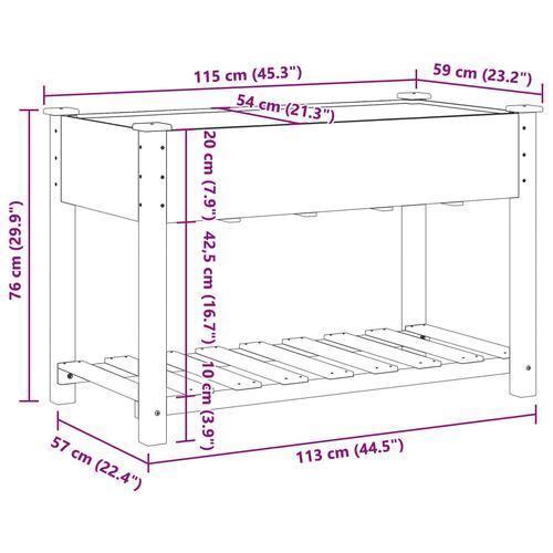 Havekrukke med hylde 115x59x76 cm Solid fyrretræ