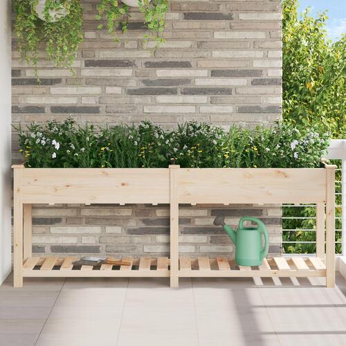 Havebede med hylde 203x53x76 cm Solid fyrretræ