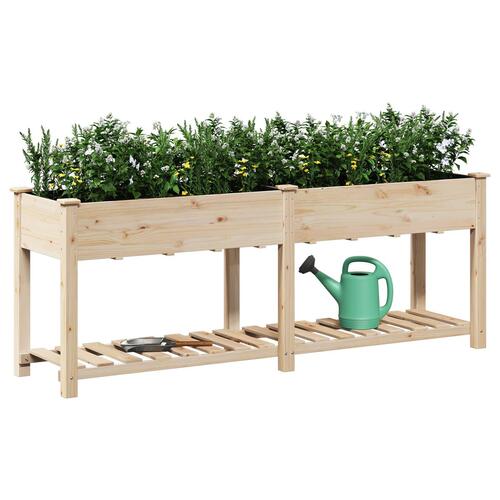 Havebede med hylde 203x53x76 cm Solid fyrretræ