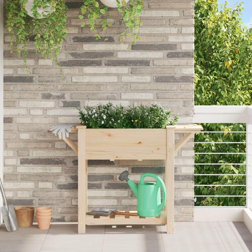 Havekasse med hylder 111x37x76 cm Massivt fyrretræ