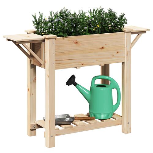 Havekasse med hylder 111x37x76 cm Massivt fyrretræ