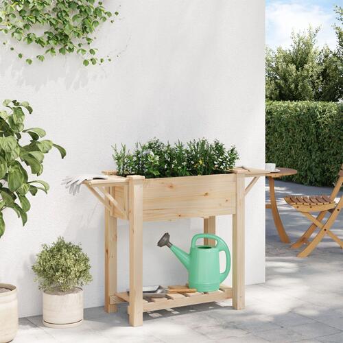 Havekasse med hylder 111x37x76 cm Massivt fyrretræ