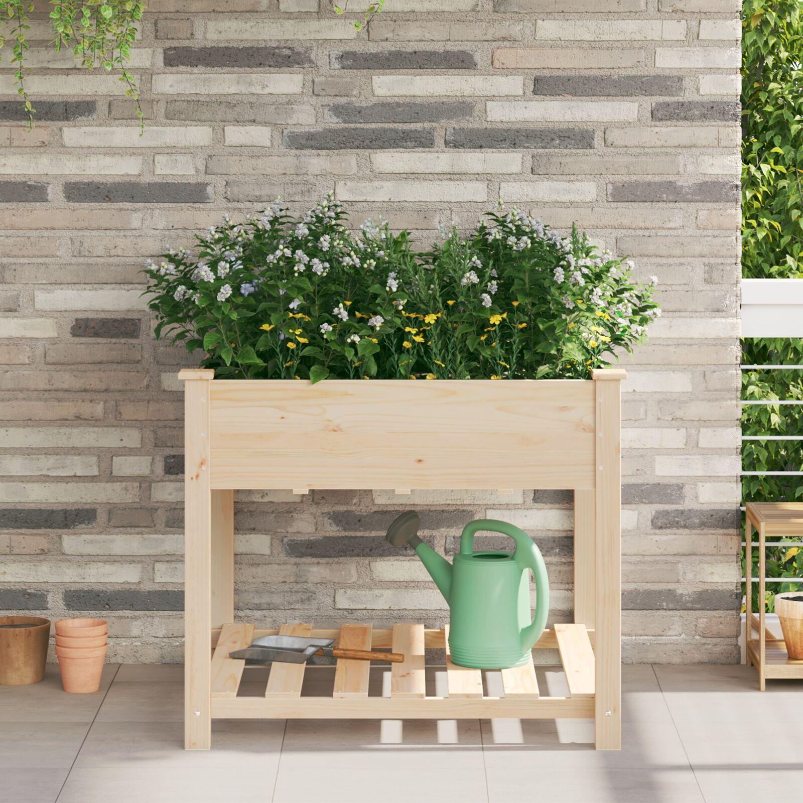 Have Blomsterkrukke Beige 90 x 90 x 76.5 cm Massivt fyrretræ billede
