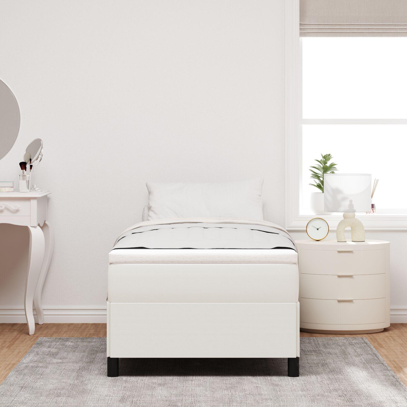 Sengestel Creme 90 x 190 cm Corduroy stof billede